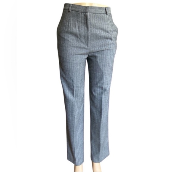 Vintage Stylish Talbots Wool Blend Gray Women’s Striped Straight Leg Trousers - Picture 2 of 13